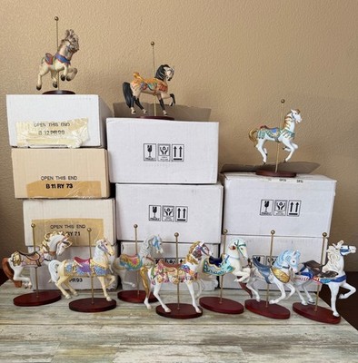 Franklin Mint Treasury of Carousel Art Porcelain Horses Lot of 10 NEW w/Boxes