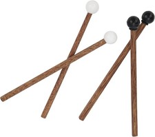 4Pcs Steel Tongue Drum Mallet, Children's Rubber Drumsticks Brown,Black,White