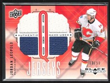 Jordan Leopold 2009-10 Upper Deck Black Diamond Quad Ruby /50 Jersey #QJ-JL