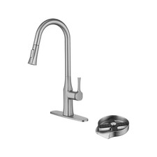Single Handle Pull down Sprayer Kitchen Faucet with Deckplate Included and Glass