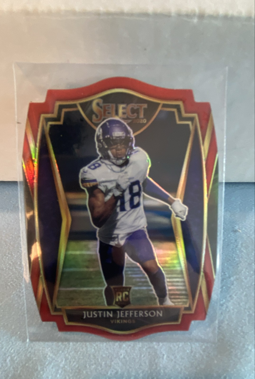 2020 Panini Select - Premier Level Justin Jefferson #161 Red Prizm Die-Cut 2143