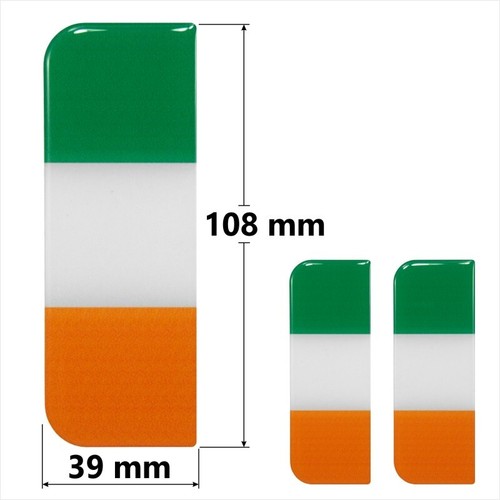 2x 108x39 mm Ireland Irish Full Flag Number Plate Gel Domed Stickers Decal Badge - Picture 2 of 2