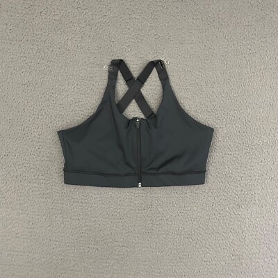 Earth Republic Sports Bra Womens XL Black Full Zip Crossback Activewear Workout