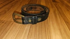 Vintage JP Jay Pee Black Leather Hand Tooled Police Cop Uniform Belt 32