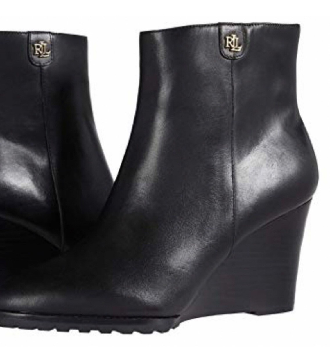 Ralph Lauren Women Leather Wedge Boots,