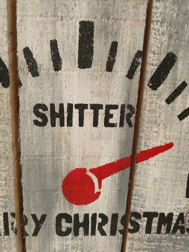 SH!TTER FULL Rustic Gray Stencil Bathroom Sign Wood Standing Christmas Vacation - Image 2 of 4