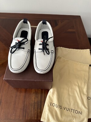 $1200 Louis Vuitton White Leather Boat US UK EU Shoes