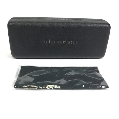 John Varvatos Eyeglasses Case and Cloth Black Clamshell Hard Rectangular