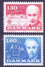 Dinamarca 1980 MNH 2v, August Krogh, Nobel de Medicina, Karen Blixen, Autor [Gq]