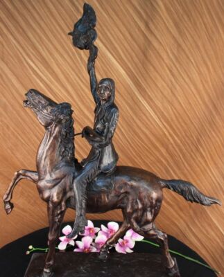 Signierte Remington Buffalo Signal Native American Auf Pferd Bronze Skulptur NR