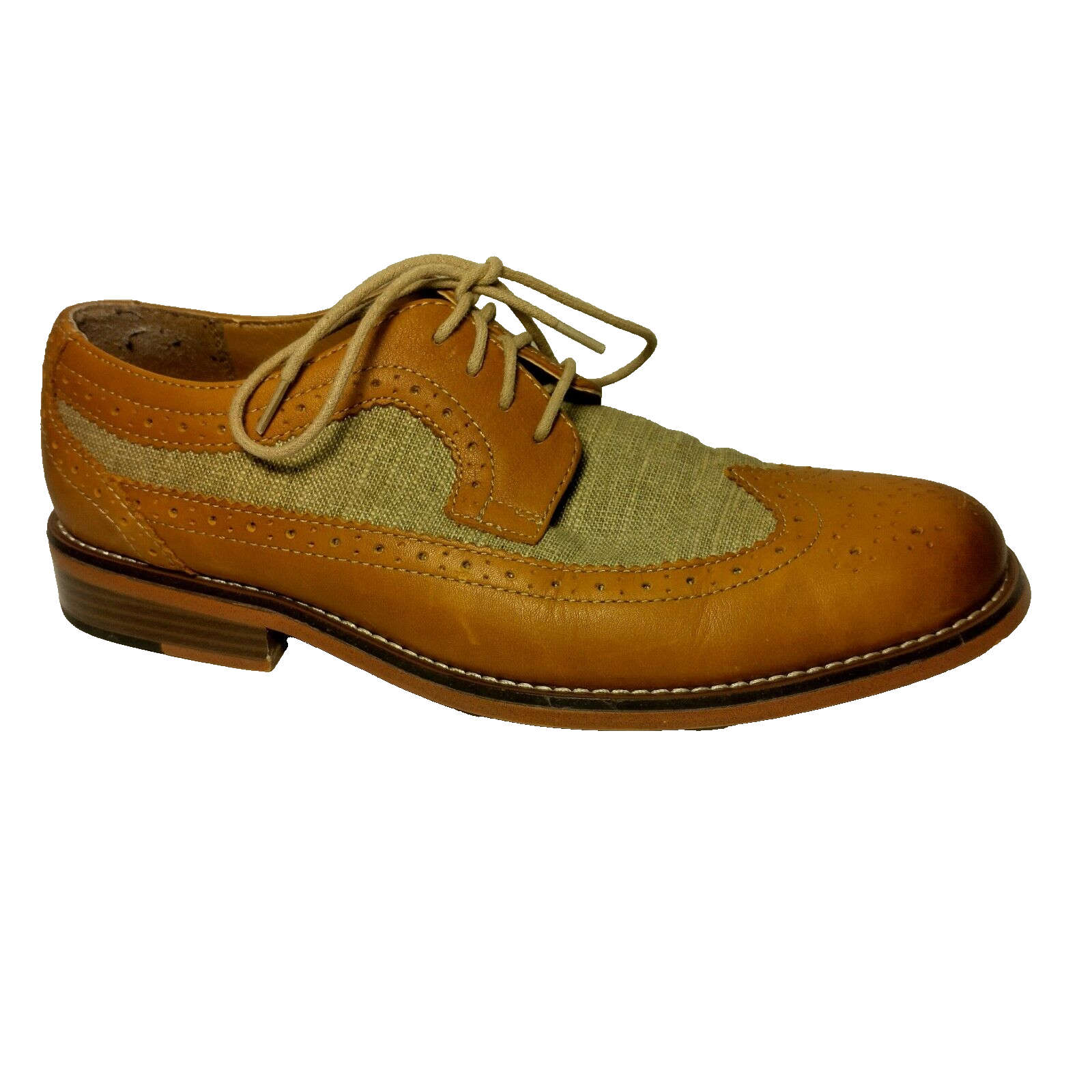 SAOLA Mocassini da camera bassa Wingtip Oxford da uomo 9 1 2 M marrone in pelle tessuto