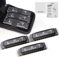 CONJURER Blues Harmonica 3 Keys Professional 10 Hole Diatonic Harmonica Set