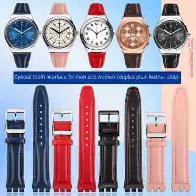 Leather Watch Strap For SWATCH YCS YAS YGS IRONY 17-19mm Men Women Bracelet Band