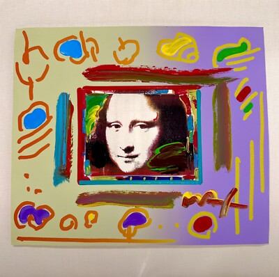 Peter Max  Mona Lisa Collage  Original Unique Hand-Painted Acrylic on Paper