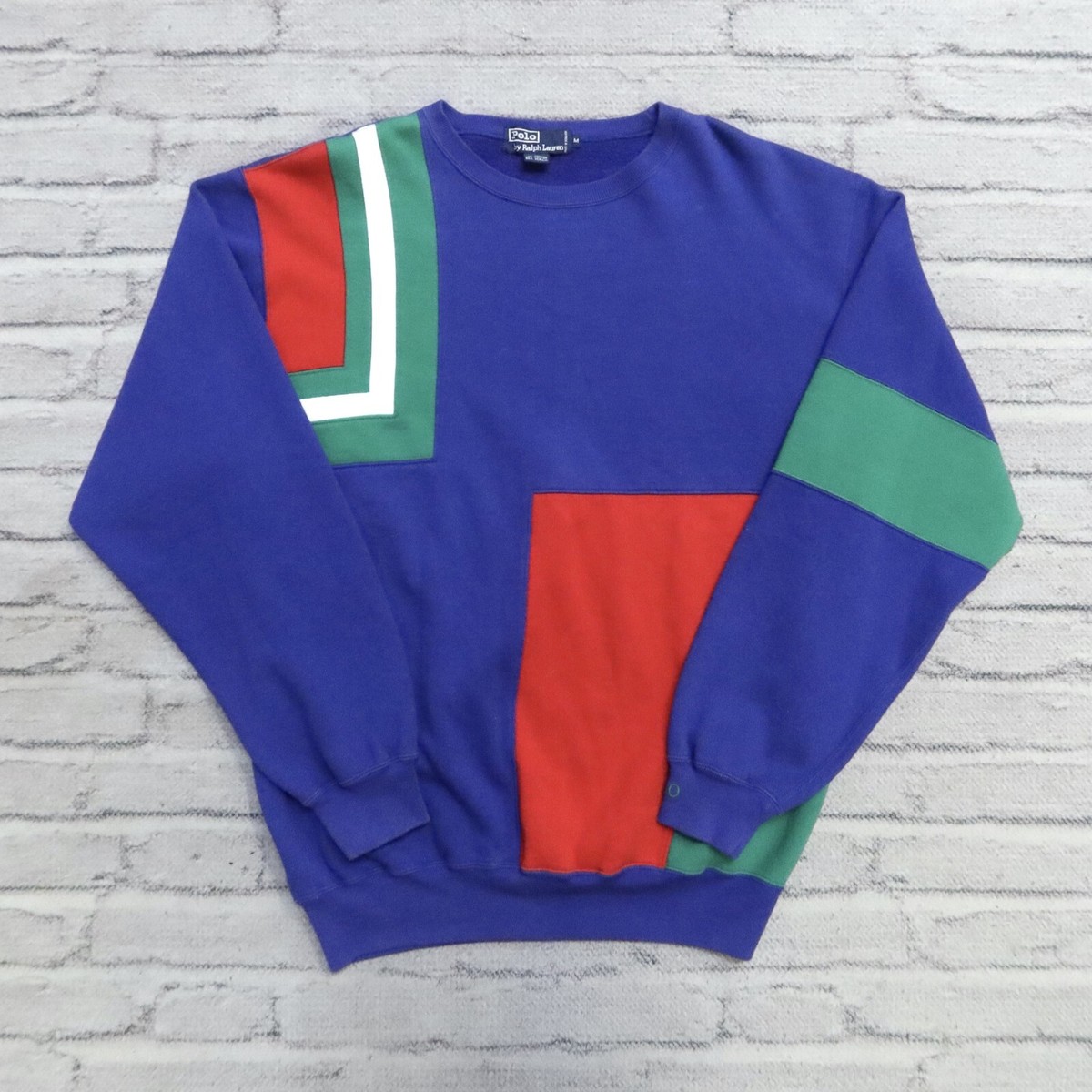Vintage 90s Polo Ralph Lauren Colorblock Crew Neck Sweatshirt Size