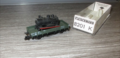 Fleischmann N 8201 DB Niederbordwagen mit Ladung KKK Profikupplung N1766 | Condition: Gebraucht