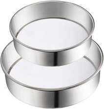 2 Pack Stainless Steel Flour Sifter Fine Mesh Strainers for Baking, 6 and 8 Inch