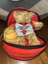 Chicago Bulls Stuffed Bear W/ Basketball Zipped in a Ball Plushland