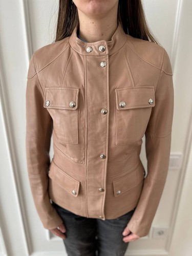 BELSTAFF WOMENS ITALY PINK LEATHER BIKER MOTO JACKET SIZE 40 - Picture 7 of 23