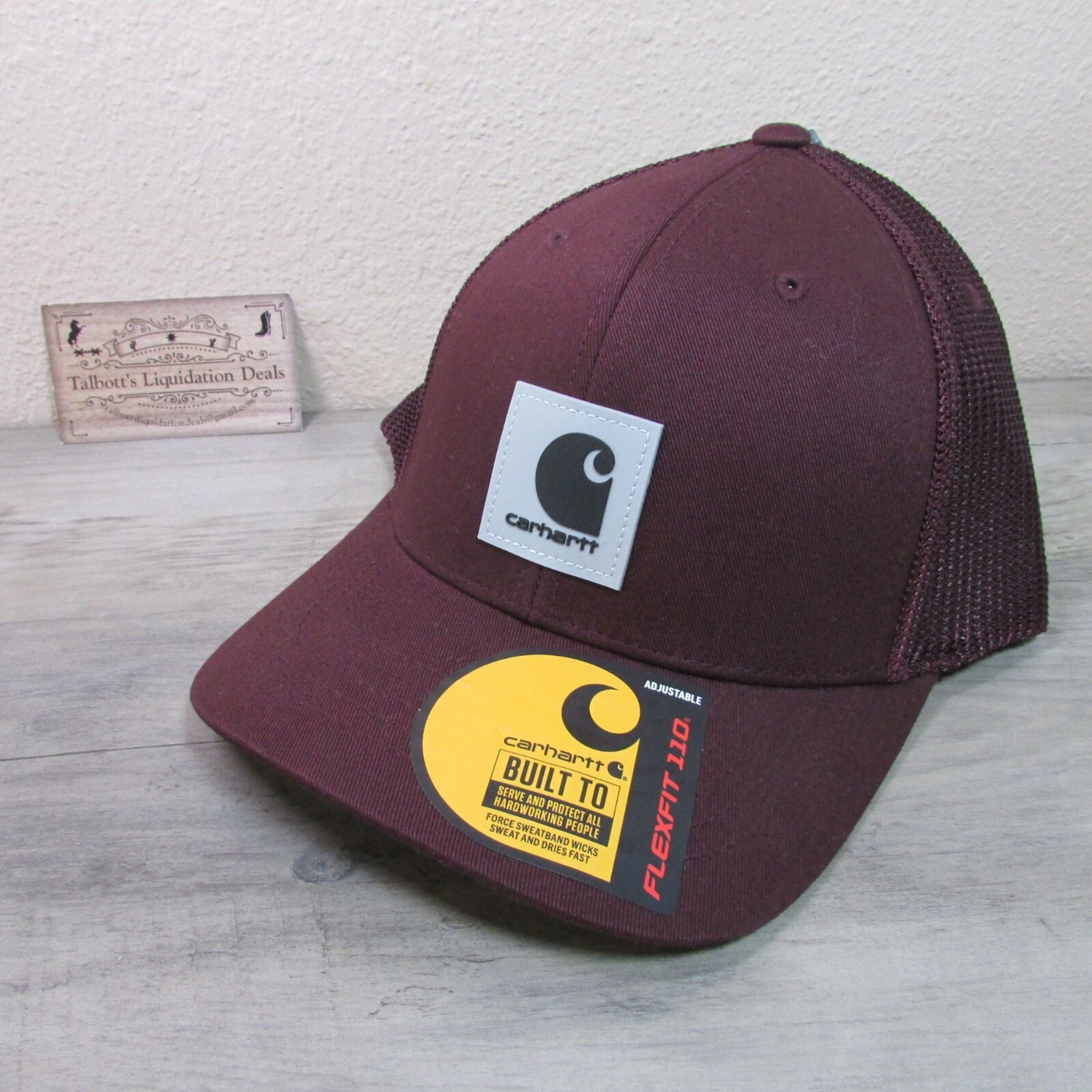 Carhartt Rugged Flex Twill Logo Patch Mesh Back Snapback Trucker Cap in Port