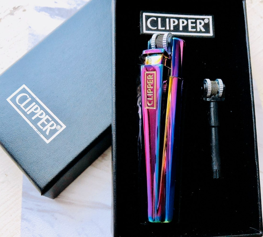 Clipper Soft Flame Butane Gas Refillable Cigarette Straight flame +Box Rainbow