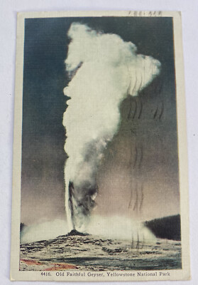 #ad Vintage Postcard Old Faithful Geyser Yellowstone National Park Wyoming WY $1.48