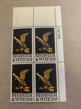 US Scott 1344 MHN 6 c Block of 4 - Register to vote