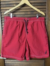 Nautica Swim Trunks In Red Men  s Sz XL Pockets Elastic Waistband  Drawstring