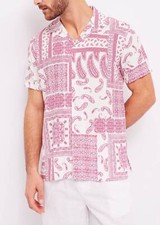 Gaudi' Camicia Bowling Paisley Manica Corta Rosa - Taglia XL Abbigliamento Uomo