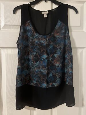 Ambar Sleeveless Snakeprint Sheer Top Blouse Size L
