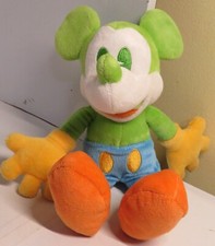 Disney Parks Multi Blue Neon Pastel Colors Mickey Mouse 10" Plush Stuffed Animal