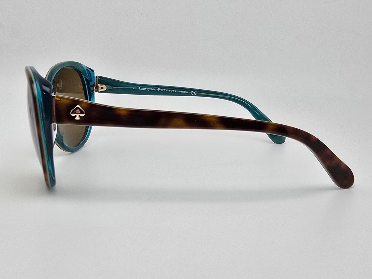 Kate Spade Finola Havana Teal Frame Polarized Dark Brown Lens Sunglasses w/ Case Kate Spade Finola Havana Teal Frame Polarized Dark Brown  main image 2