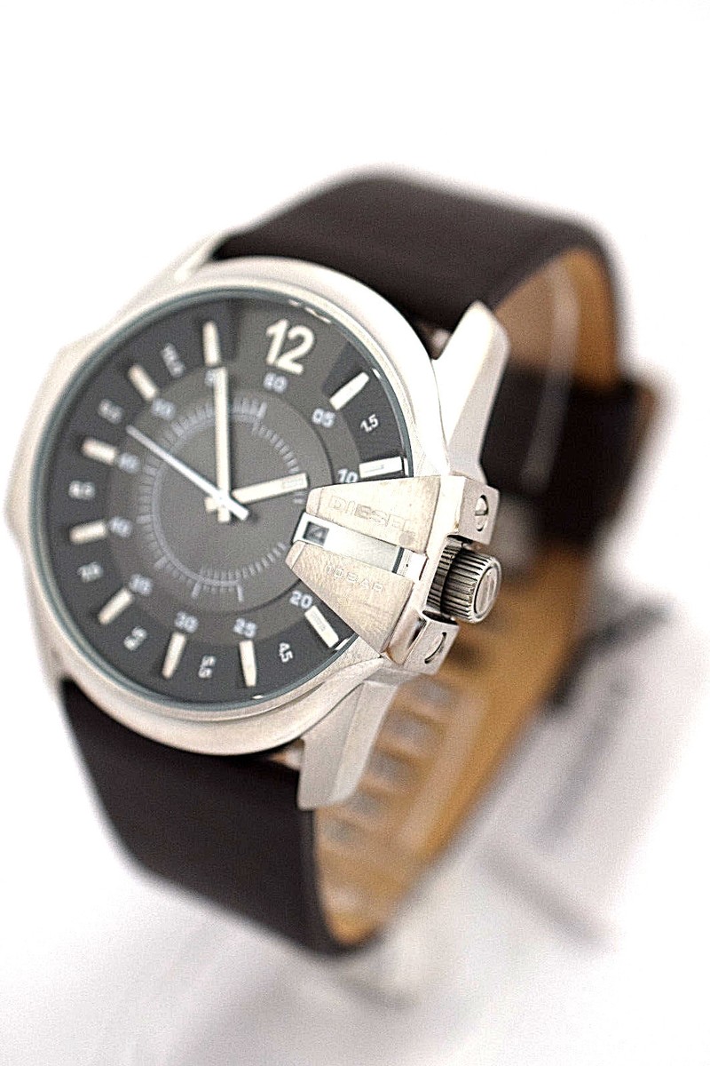 DIESEL MEN'S DZ1206 Gray Dial Brown Leather Bracelet 698615038220