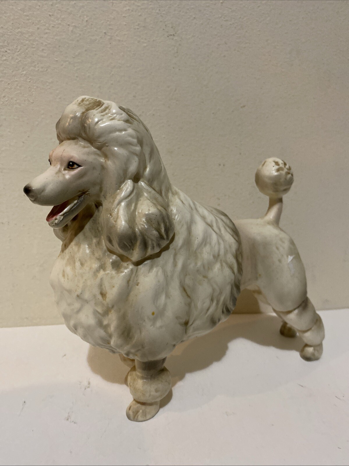 Vtg MCM Rare Ucagco White French Poodle Dog Figurine Japan Excellent Shape Large