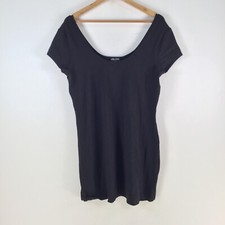 City Chic dress plus size XS black shift short sleeve round neck cotton 110833