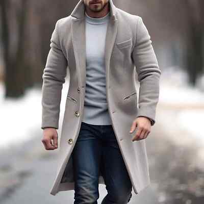 green emerald velvet dress Mens Classic British Long Trench Coat Casual Single Breasted Lapel Collar  Business Winter Long Overcoats for Men at Amazon Men's Clothing store main image 0