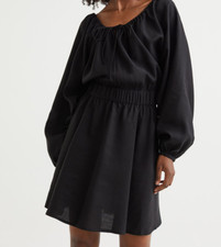 H&M black Linen mix Dress Size XS - will fit size 8 and 10 New with Tag