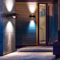 AußEnlampe Wandleuchte Fassadenleuchte Led Glas Alu Grau Up Down Strahler 2X