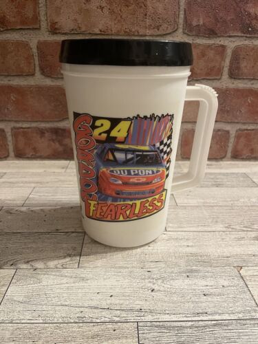 Vintage Jeff Gordon Plastic Insulated cup travel mug 32 oz Super Thermos #24