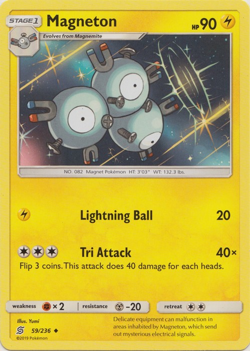 Magneton - 59/236 - Uncommon (Lp) Unified Minds - Lightning Pokémon