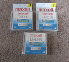 New Maxell Camcorder DVD-R 3- 3 pack 9 total 30 min 1.4 GB DVDs NOS