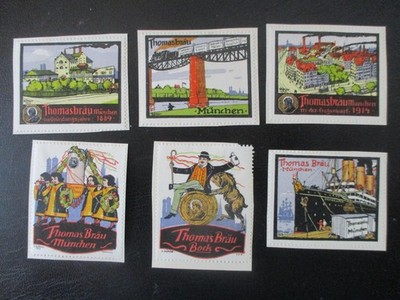 (14774) 6 x Reklamemarke - Thomasbräu München