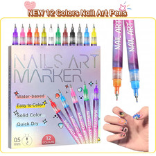 NEW 12 Colors Nail Art Pens Set 3D Polish Markers for Gel Nails Graffiti