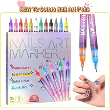 NEW 12 Colors Nail Art Pens Set 3D Polish Markers for Gel Nails Graffiti