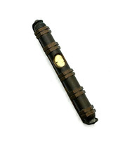 VTG Authentic Hans Teppich Mezuzah Brass MCM Judaica c 1950s With Scroll 2 3/4"