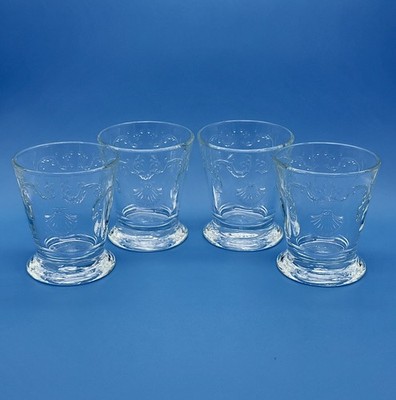 La Rochere VERSAILLES Shell Tumbler Double Old Fashioned Footed Glasses Set of 4
