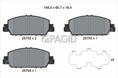 PAGID Bremsbelagsatz Scheibenbremse T2332N für HONDA HR 5 RU RV ACCORD IX CR RU1