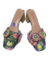 Betsey Johnson Dietrich Multicolor Floral Peal Embellished Sandals Women's 8.5