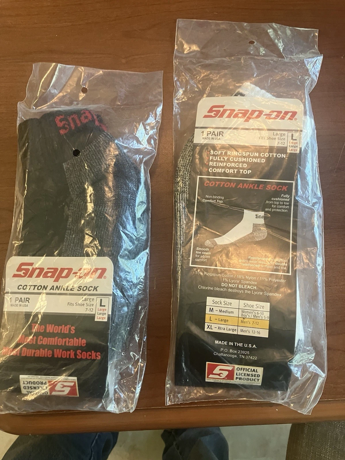2 Pair White and Black Snap On Ankle Socks Lrg Proudly made in USA free shipping