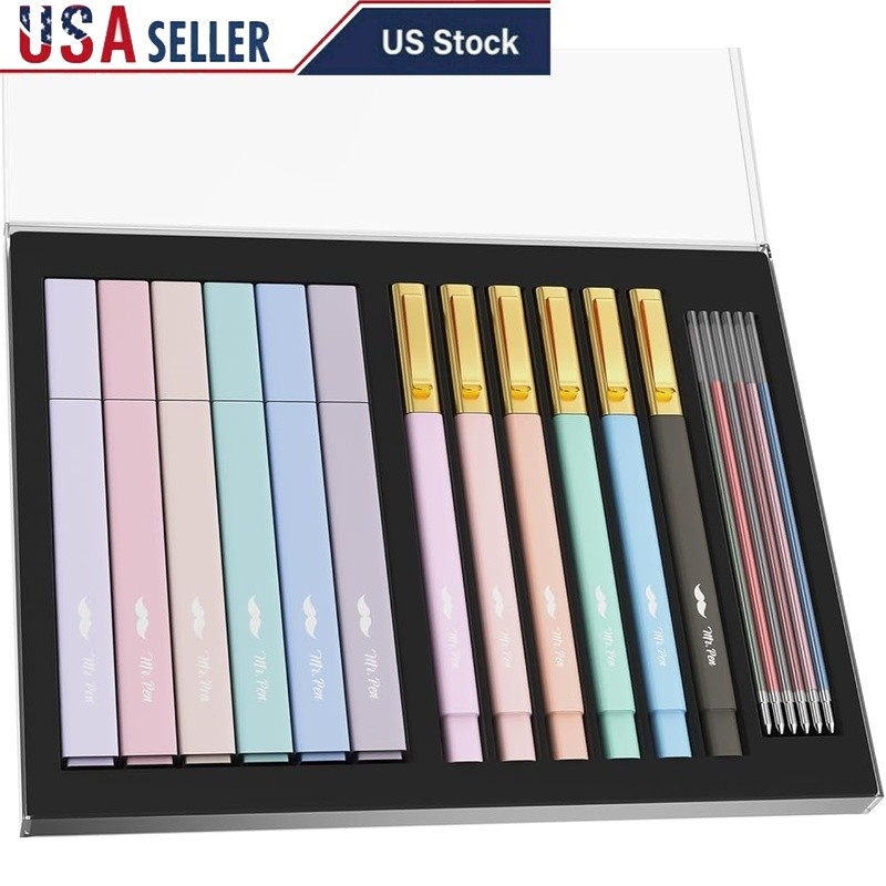 Pen Set W/ Refills Ergonomic Grip Ideal Home School Office